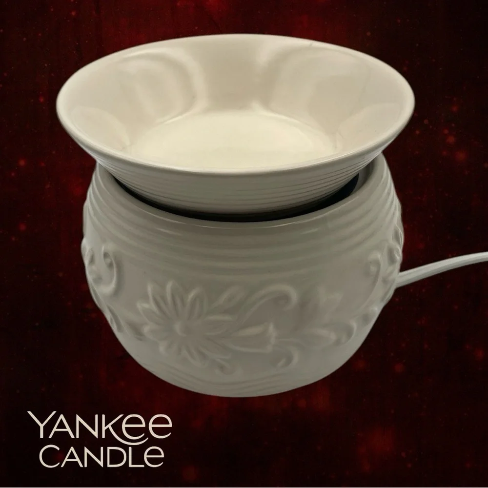 Ivory Yankee Candle Ceramic Wax Warmer, Electric Warming Plate Tart Warmer